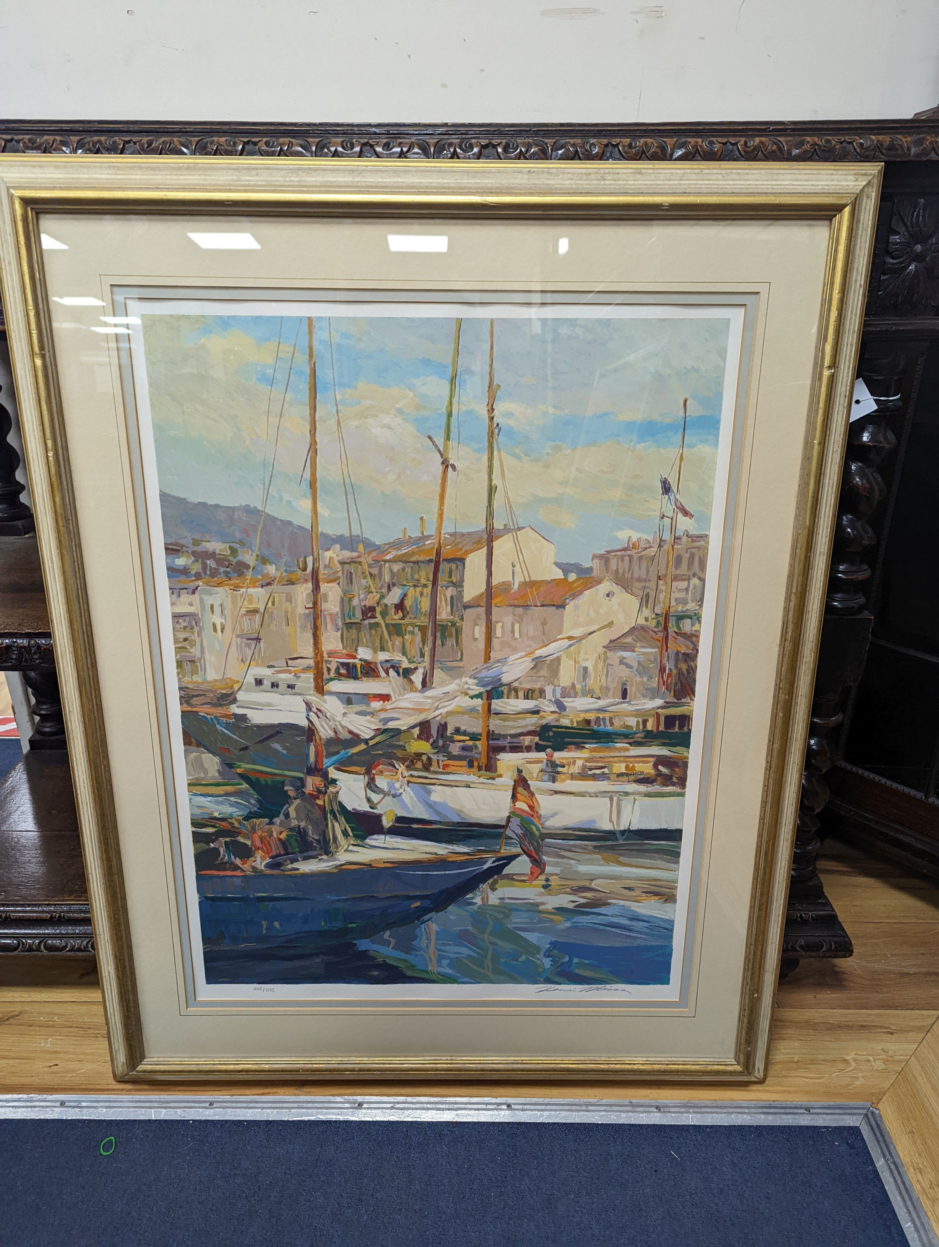 Henri Plisson (1908-2002), silkscreen serigraph, 'Boat masts' signed, Limited Edition